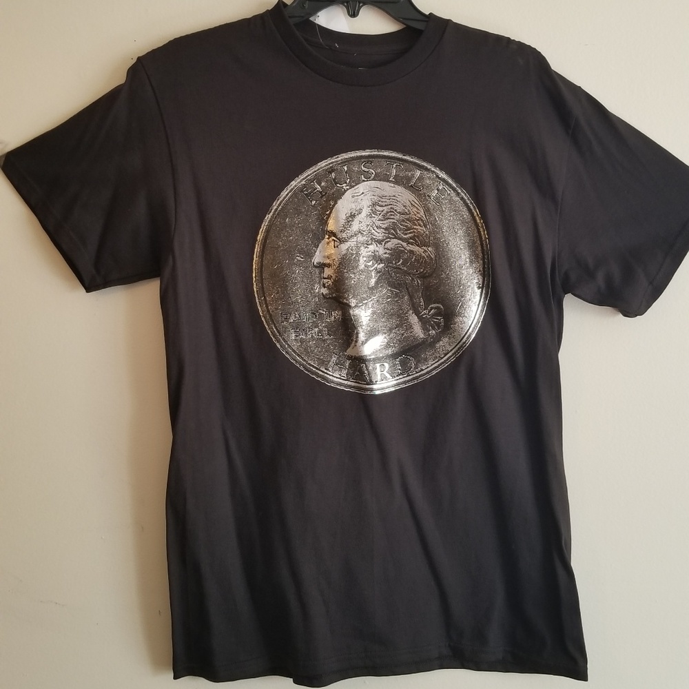 ENTITEE BRAND mens HUSTLE HARD black shirt MEDIUM